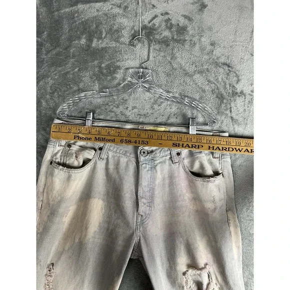Vintage Y2K Hollister Low Rise Bootcut Mens Jeans 34x32 Thrashed Destroyed Baggy